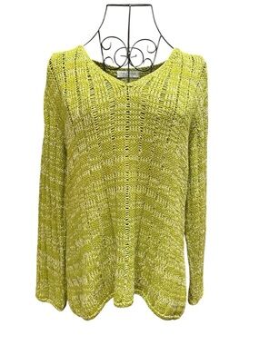 Ball of Cotton Lime Green Open-Knit Sweater Large